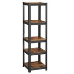 SONGMICS Shelving Unit, 37 x 37 x 150 cm, 400 kg Load Capacity (80 kg per Shelf), Industrial, Adjustable Storage Shelves, for Living Room, Kitchen, Garage, Rustic Brown and Black GLR037B01