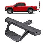 Bully Black 2" Class III 2 Stage Hitch Receiver Bumper Step Black Poweder Coated 350LB Load Weight Heavy Duty