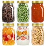 LIMILI Glass Jars with Lids, 6 Pack 500ml/ 16 oz Multipurpose Glass Jars with Lids, Overnight Oats Jar, Pickling Jars, Canning Jars, Preserving Jars, Meal Prep Jars for Food Storage