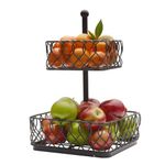 PRIME KRAFTS 2 Tier Countertop Fruit and Vegetable Basket for Kitchen, Centre Table and Living Room | Metal Wire Bowl for Storing and Organizing Fruits, Vegetables and Snacks