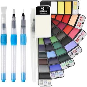 MEEDEN Watercolor Paint Set - 42 Assorted Colors Foldable Paint Set with 4 Brushes - Travel Pocket Watercolor Kit for Students Adults Beginner Artist Watercolor Painters Field Sketch Outdoor Painting