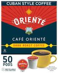 Oriente Dark Roast Cuban Coffee Pods, 50 ct | Cafe Oriente Authentic Cuban Coffee Inspired Style | 100% Arabica Coffee | Solar Energy Produced Recyclable Pods Compatible with Keurig K Cups Maker