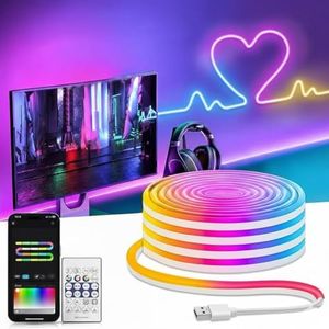 Desidiya® RGB Neon LED 5Mtr Strip Light with App & Remote Control | Music Sync | USB Powered | Waterproof & Flexible Led Rope Light Room, Gaming, Party, Diwali & Home Decoration Ceiling Strip Lights