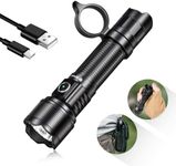 Brinyte PT16A Tactical Flashlight, 3000 Lumen USB-C Rechargeable High Lumen with Strobe Memory Function, Dual Rear Switches with Holster Clip for Home Camping Emergencies Hunting Outdoor