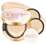 CATKIN Blossom BB Cream Air Cushion Foundation Buildable Coverage Moist Natural Sheer Finish Face Makeup with 2 Refills Beige (C01 Light Beige)