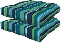 Honeycomb Outdoor Contoured Tufted Cushion Set, 19.5" W x 18.5" L, Stripe Poolside Outdoor Chair Cushions