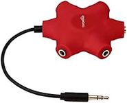 Amazon Basics 5-Way Multi Headphone Audio Splitter Connector, Red