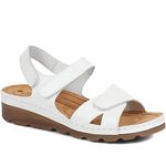 Pavers Women's Sandals in White with Adjustable Soft Straps - Memory Foam Suede Footbed - Comfortable Fit Lightweight Footwear - Size UK 5 / EU 38