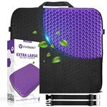 X-Large Gel Seat Cushion for Long Sitting, Back Pain, Sciatica, Tailbone Pain, Hip Pressure Relief - Egg Sitting Gel Seat Pad for Office Chair Cushion, Car Seat, Wheelchair - Chair Strap + 2 Covers