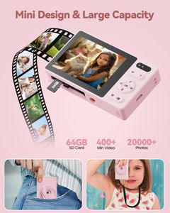 Kids Digital Camera, 64GB Memory – Pink