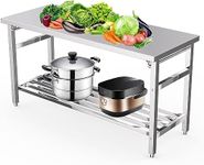 24 x 60 Inches Floding Stainless Steel Table for Prep & Work, NSF Commercial Heavy Duty Table with Adjustable Undershelf, Stainless Steel Work Table for Kitchen, Restaurant, Home and Hotel