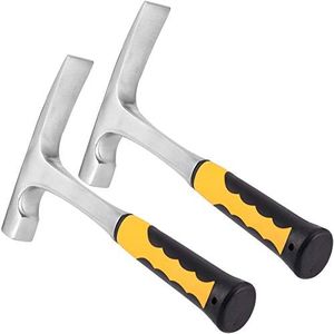 ZEONHAK 2 PCS 32 OZ 11.2 Inches Rock Pick Hammer with Skid Handle, All Steel Drop Forged Masonry Hammer, Geologist Hammer with Blunt Head and Shock Reduction Grip for Mining