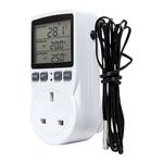 Digital Thermostat Plug-in Thermostat Electric Heating and Cooling Temperature Controller White with 1.7m Sensor