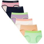 INNERSY Knickers for Teenage Girls Midi Cotton Underwear Teens Pants Age 10-16 Years Multipack 6 (10-12 Years, Multicolor/1 Stripe)