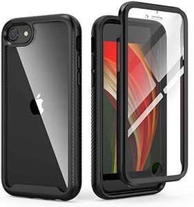 IDweel for iPhone SE 2020 Case,for iPhone 2022 Case,for iPhone 8 & 7 Case,Slim Fit Full-Body Shock Absorption Sturdy Cover with Build in Screen Protector Heavy Duty Shock Resistant Hard Case,Black