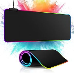 m MU Tapis de Souris XXL, Tapis de Souris Gaming RGB(800 x 300 mm), 13 Effets d'éclairage LED, antidérapant, résistant à l'usure pour Gamer, Ordinateur, PC