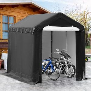YITAHOME 6X8FT Outdoor Storage Shed, Motorcycle Shed, Portable Waterproof Metal Frame, 1 Roll-Up Zipper Doors, Storage Garage Tent for Bike, Lawn Mower, Gardening Vehicle