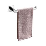 TASTOS Premium Stainless Steel Hand Towel Holder, Square Hand Towel Ring Heavy Duty Wall Mounted Modern Hand Towel Bar for Bathroom Kitchen, Polished Chrome