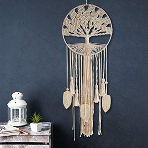 YESMONA Tree of Life Dream Catcher, Macrame Wall Hanging Large Dreamcatcher Woven Boho Dream Catchers for Home Bedroom Nursery Wedding Decor (Feather)