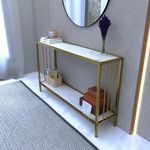 Decoworld || Elegant Console Table With Storage || Console Tables For Living Room And Entryway || Side Tables For Room Decor (Gold) - Metal