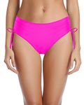 Tempt Me Women Bikini Bottoms Side Tie Adjustable Bathing Suit Swimsuit Full Coverage Swim Bottom, Hot Pink, XX-Large