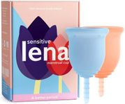 Lena Sensitive Menstrual Cups, Soft Reusable Period Cup, Tampons,Period Underwear and Menstrual Pads Alternative, Feminine Care, Silicone Menstrual Cup, Made in USA, Small & Large, Blue and Coral