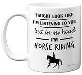 Stuff4 Horse Gifts for Women Men - in My Head I'm Horse Riding - Horse Riding Gifts for Horse Lovers, Horse Mugs for Girls, Horse Rider Gifts, 11oz Ceramic Dishwasher Safe Premium Mugs Cup