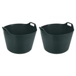 [ 𝐒𝐞𝐭 𝐨𝐟 𝟐] 𝐃𝐚𝐫𝐤 𝐆𝐫𝐞𝐞𝐧 Colour 75 LITRE EXTRA LARGE Heavy Duty Flexi Tub Garden Home Flexible Colour Plastic Storage Container Bucket Flex Tub- MADE IN U.K