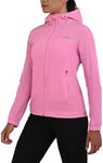 TCA Women's AirLite 2.0 Outdoor Waterproof Hooded Running Rain Jacket with Zip Pockets - Sachet Pink, XS