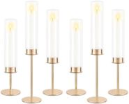 POKINE Gold Candle Holders Set of 6