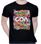 CreativiT Graphic Printed T-Shirt for Unisex Goa Doodle Tshirt | Casual Half Sleeve Round Neck T-Shirt | 100% Cotton | D00064-7_Black_Small