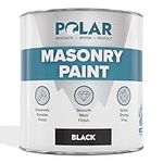 Polar Masonry Emulsion Paint - Black 500ml Matt Finish - Interior & Exterior - Kitchen, Living Room, Garden - Walls, Ceilings, Brick, Concrete - Durable Protection