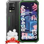 Blackview BV4800 Rugged Smartphone with Earphone, 6.56-inch HD Screen, Android 13 Go+DokeOs 3.1 Rugged Phone, 6GB RAM+64GB ROM (1TB Expand), 5180mAh, 13MP Camera, 4G Dual SIM/NFC/OTG- Green