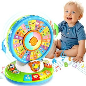 Toys for 1 2 3 Year Old Boy Girl, Musical Spin and Sing Alphabet Zoo, Learning Toys for Toddlers 1-3, Educational Interactive Toys, Christmas Birthday Baby Boys Girls Age 6-9-12-18 Months