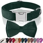 Asvin Dog Collar Velvet, With Bow Soft and Comfortable, Adjustable Dog Bow Tie, With Metal Quick Release Buckle, for Boys Girl Dog Wedding Collar Birthday, etc.