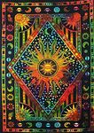 Popular Handicrafts Wall Hanging Tapestry For Bedroom Burning Sun and Moon Hippie Mandala Bohemian Hippy Psychedelic Design Indian Tapestries Bedspread 54x82 Inches (140cm x 210cm) White Multicolor