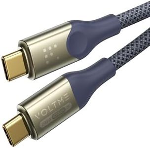 VOLTME USB4.0 240W Certificado Cable, PD 3.1 USB C a USB C Cable de Carga Rápida 40 Gbps, E-Maker Transmisión de Vídeo 8K @ 60Hz 1,2m Compatible con Teléfonos Móviles, Tabletas, Monitores, Dock, Azul