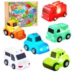 JoiTale Baby Bath Toys, 6 Pack Cars Light Up Bath Toys, No Hole No Mould Bathtub Toy for 1 2 3 Year Olds, Flashing LED Sensory Toy for Toddlers, Bath Time Shower Gifts for Boys and Girls