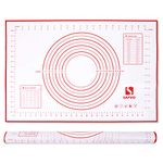 SAFVO Silicone Pastry Mat Extra Large with Measurements for Baking Dough Rolling Fondant Kneading Non-stick Non-slip 20inch x 28inch (50cm x 70cm) Red