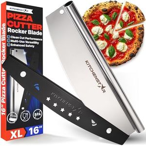 KitchenStar 16-Inch Pizza Cutter Rocker Blade - Sharp Stainless Steel Slicer Knife, Protective Cover, Dishwasher Safe, Large - Professional Pizza Oven Accessories