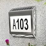 Solar Address Sign, Solar House Numbers for Outside, Lighted Address Plaque Outdoor Waterproof, Illuminated LED Address Numbers for Yard Home Mailbox Gate,Silver01