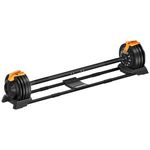 Flexnest 2in1 Adjustable Barbell plus Dumbbells with 4 Pairs of Multi-Grip Rubber Weight Plates, Use as Free Weights, Dumbbell or Barbell, 2kgs - 19kgs (Black & Orange)