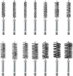ASNOMY 14Pcs Stainless Steel Bore Brush for Drill,5/16"-1" Metal Bristles Wire Brush Bore Cleaning Brush Set for Power Drill Cleaning, Abrasive Wire Brush with 1/4" Hex Shank