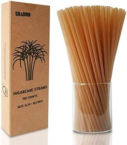 Biodegradable Eco-Friendly Sugarcane Straws 10.2 Inch Long Compostable Drinking Straws Bulk Plasticless A Sturdy Straws Works for Hot/Cold Drinks Not Soggy Alternative to Platic/Paper Ones