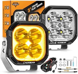 Auxbeam Color Play Series 3 Inch LED Offroad Pod Light with DRL & Turn Signal, 100W 11600LM Amber White LED Cube Spot Light Off Road Driving Ditch Lights, Fog Lights for Trucks Jeep Ford UTV ATV, Pair