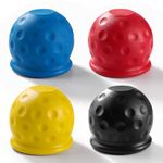 VooGenzek 4 PCS Trailer Hitch Ball Cover Universal, 50mm Tow Bar Ball Cover Cap, Rubber Ball Head Cover Towing Hitch, Tow Ball Cover, for Trailer Car Truck RV, Black/Red/Yellow/Blue