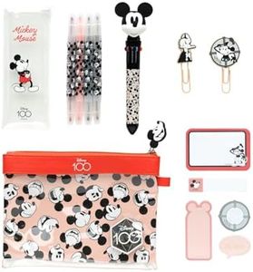 Grupo Erik: Set Cancelleria Topolino | Kit di Cancelleria Disney Mickey Mouse con Penna multicolore 10 colori, 4 Evidenziatori, Clips, Note adesive e Astuccio Mickey Mouse, Licenza Ufficiale