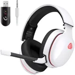 Gtheos 2.4GHz Wireless Gaming Headset for PS5, PS4 Fortnite & Call of Duty/FPS Gamers, PC, Nintendo Switch, Bluetooth 5.3 Gaming Headphones with Microphone for Mobile, Stereo Sound (Whitered)