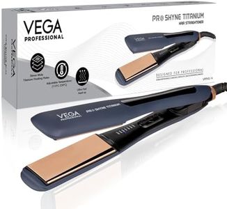 VEGA PROFESSIONAL Pro-Shine Titanium Hair Straightener with 38mm Wide Rose Gold Titanium Floating Plates for Salon, Blue, (VPPHS-14)