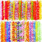 36 Pcs Hawaiian Flower Garlands,Hawaiian Leis Floral Necklace Hula Dance Luau Party Decorations Tropical Party Favors for Adult Kids Aloha Tiki Beach Jungle Lays Summer Party